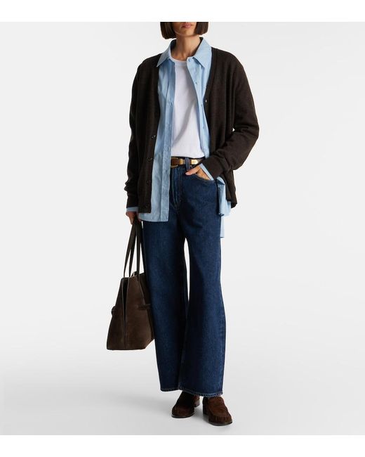 Agolde Blue Low Curve Cropped Mid-Rise Barrel-Leg Jeans