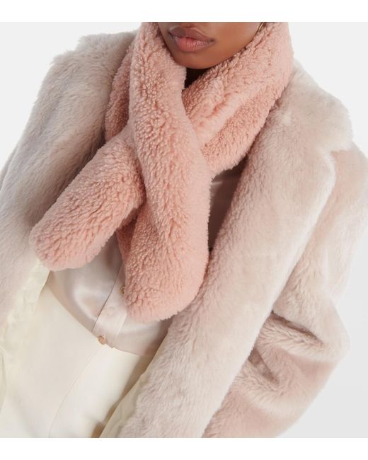 Yves Salomon Pink Padded Shearling Scarf