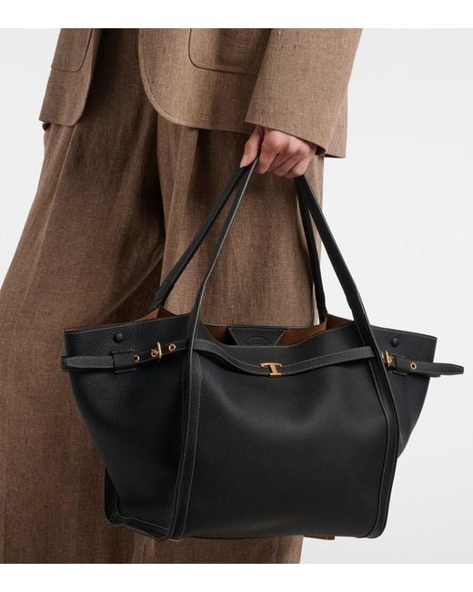 Tod's Black T Timeless Leather Shoulder Bag