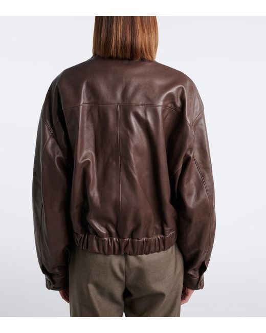 Nour Hammour Brown Quincy Leather Blouson Jacket