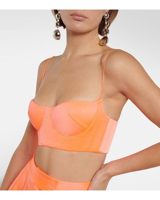 Alex Perry Red Hart Satin Crepe Bralette