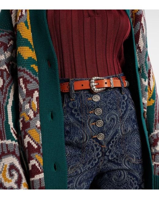 Etro Brown Western Leather Belt