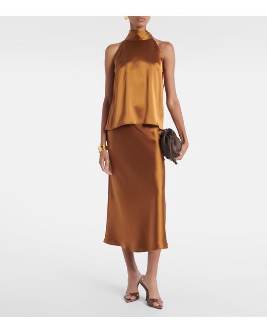 Galvan Orange Sienna Halterneck Satin Top
