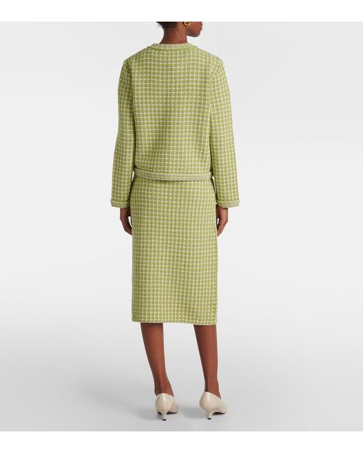 Tory Burch Green Knitted Checked Jacket