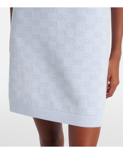 Gucci Blue Minikleid Gg Aus Baumwolle