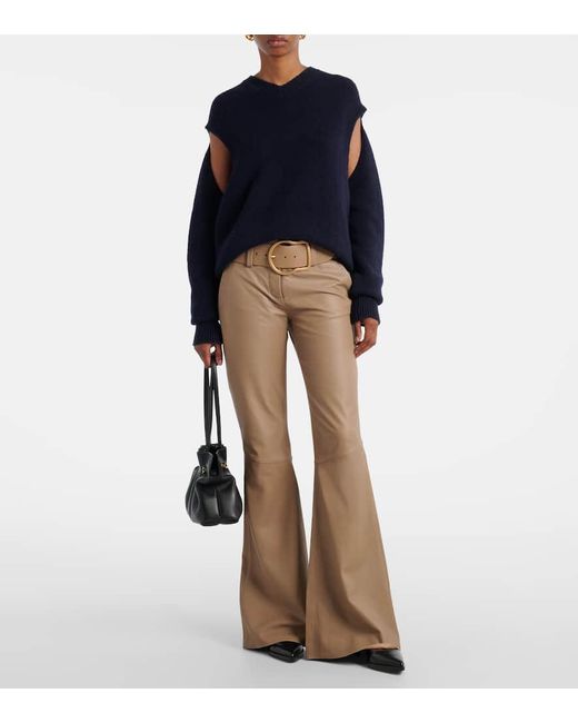 Dorothee Schumacher Brown Sleek Statement Iii Flared Leather Pants