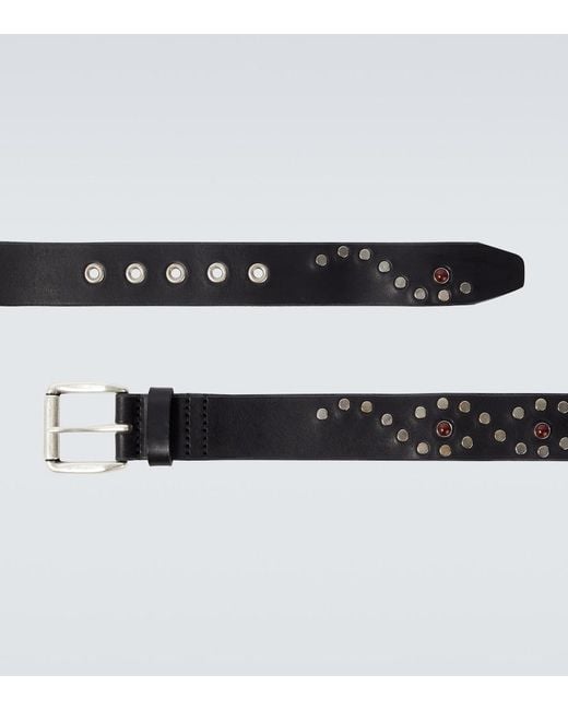 Our Legacy Black Vortex Embellished Leather Belt for men