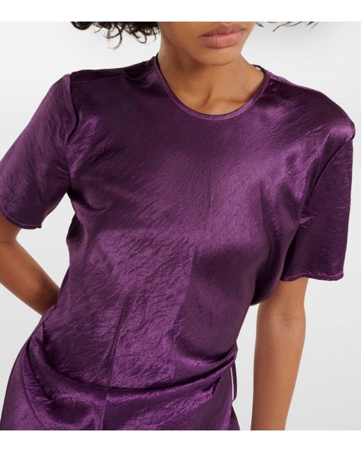 Acne Purple Satin Midi Dress