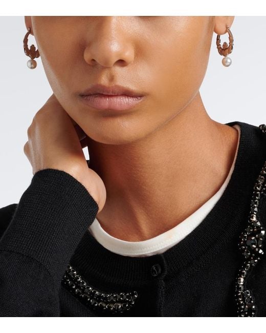 Simone Rocha White Faux Pearl Hoop Earrings