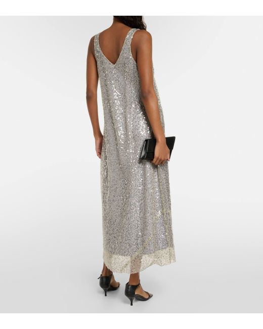 Vince Gray Lucite Sequined Metallic Slip Dress