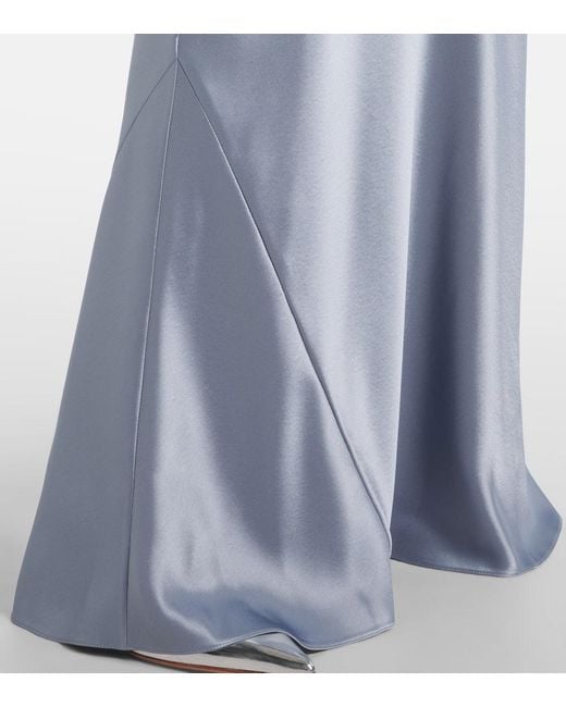 Galvan Blue Sienna Halterneck Satin Gown