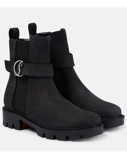 Christian Louboutin Black Cl Chelsea Leather Lug-sole Boots