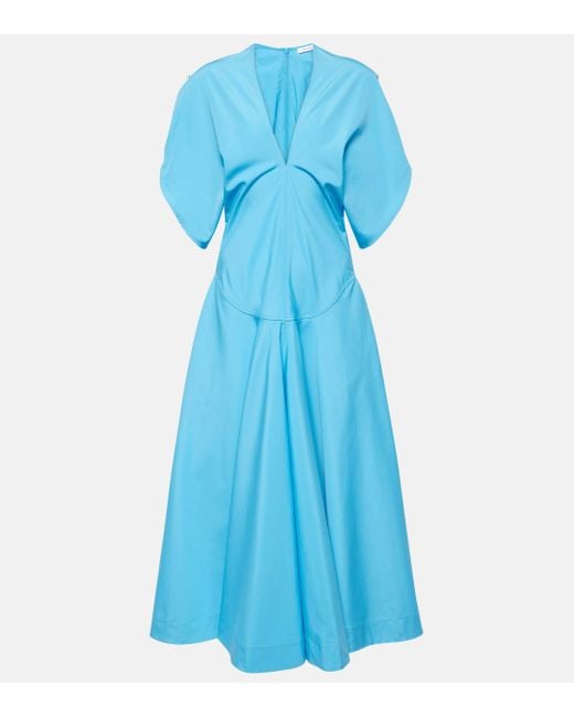 Robe midi en coton Ferragamo en coloris Blue
