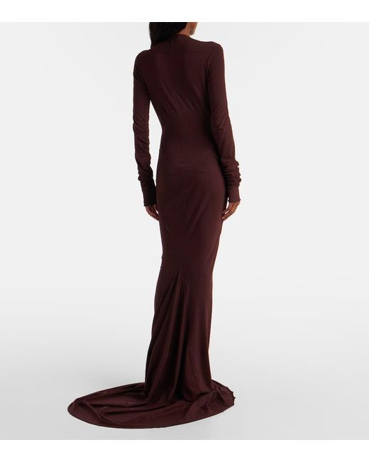 Rick Owens Purple Drkshdw Simple Edfu Cotton Jersey Maxi Dress