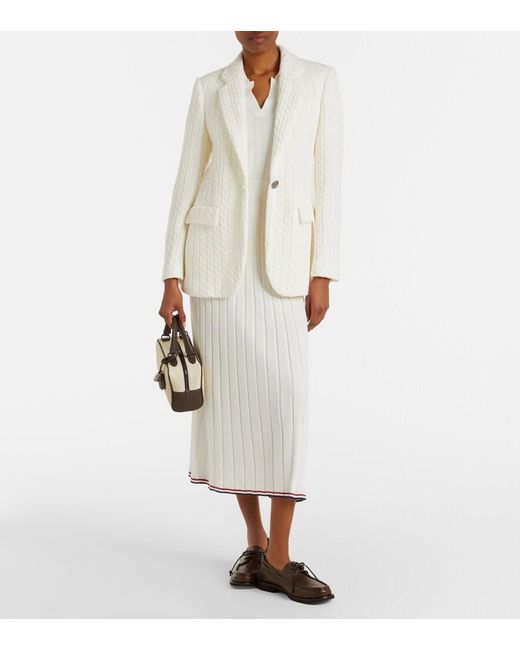 Brunello Cucinelli White Cable-Knit Cotton Blazer