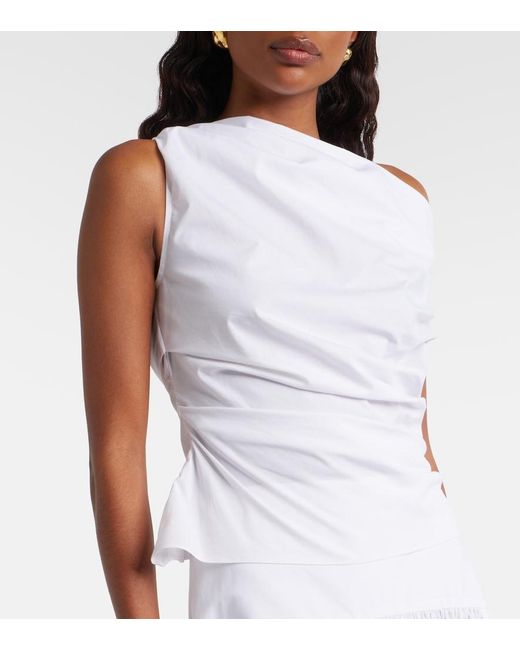 Staud White Phare Off-Shoulder Cotton Top