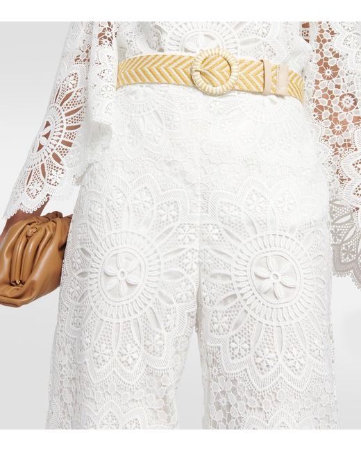Zimmermann White Chintz Doily Lace Pants