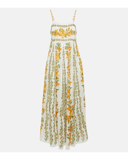 Farm Rio White Off- Tropical Lightness Sleeveless Maxi Dress, Tropical Lightness Off