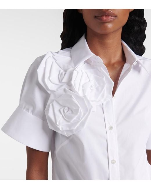 Erdem White Floral-Applique Cotton Shirt