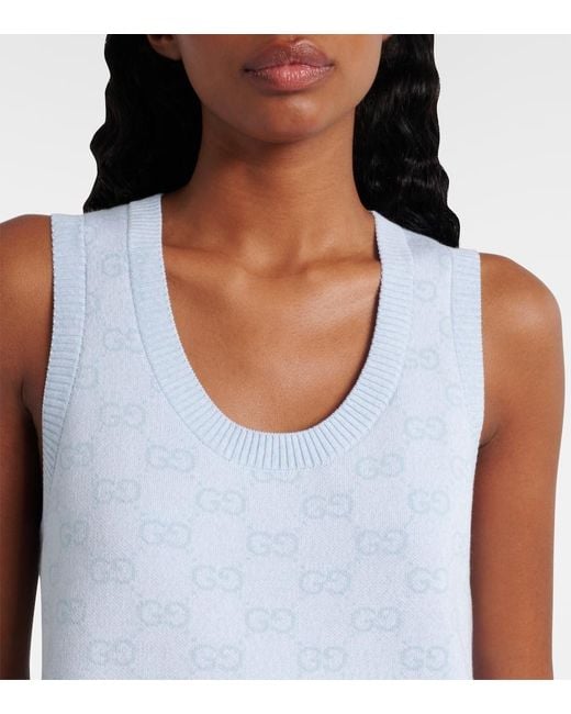 Gucci Blue Minikleid Gg Aus Baumwolle