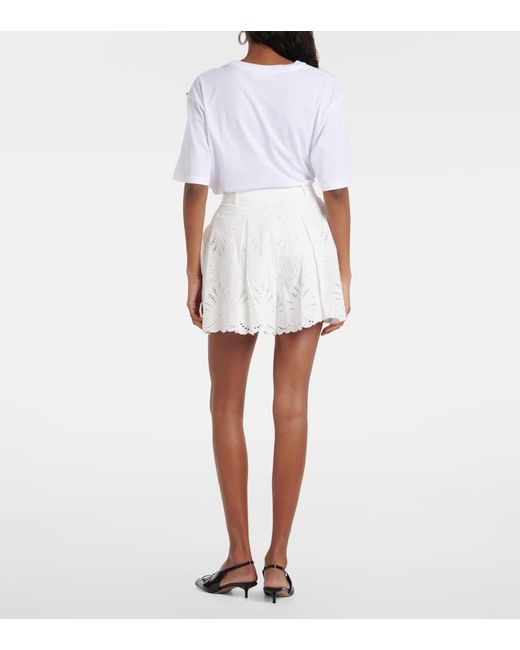 Shorts in cotone a vita alta di Self-Portrait in White