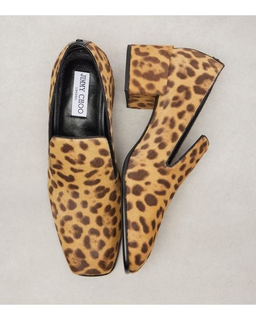 Jimmy Choo Natural Eliot Slipper 45 Leopard-Print Calf Hair Pumps
