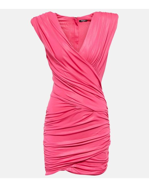 Balmain Pink Ruched Minidress