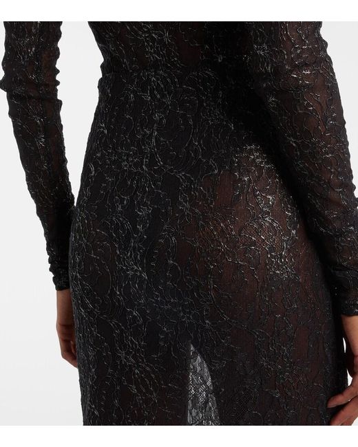 Wardrobe NYC Gray Floral Lace Midi Skirt