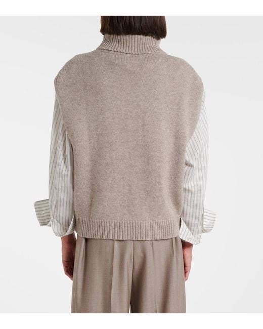 Jardin Des Orangers Natural Turtleneck Wool And Cashmere Sweater Vest