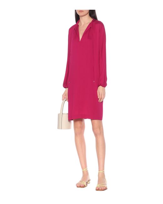 Diane Von Furstenberg Silk Jessica Tie Neck Long Sleeve Shift Dress In Pink Red Save 58 Lyst 