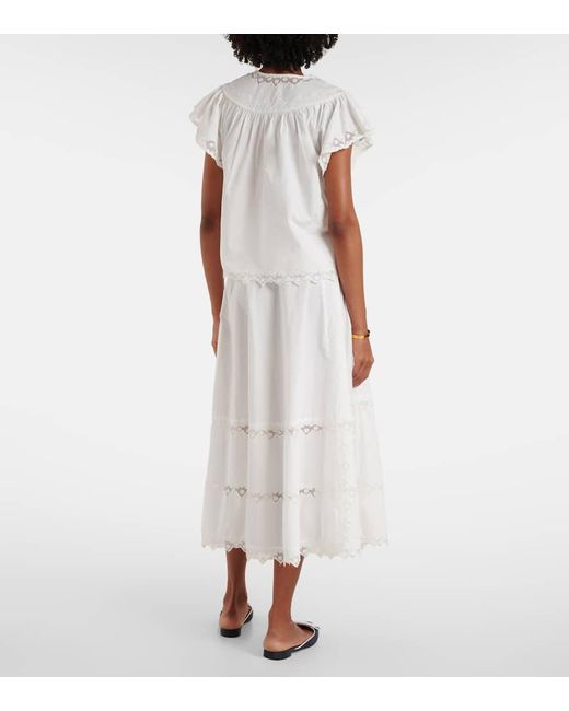 Ulla Johnson White Effie Embroidered Cotton Top