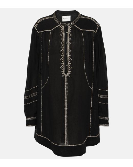 Robe Pradel brodee en coton Isabel Marant en coloris Black