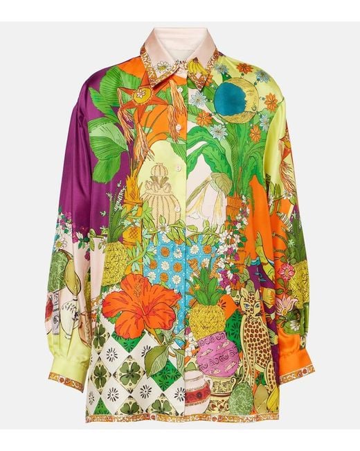 Chemise Tiger Imprimee En Soie ALÉMAIS en coloris Green