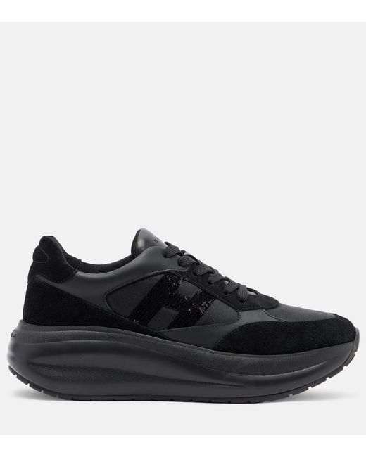 Hogan Black Maxi I Active Suede-Trimmed Sneakers