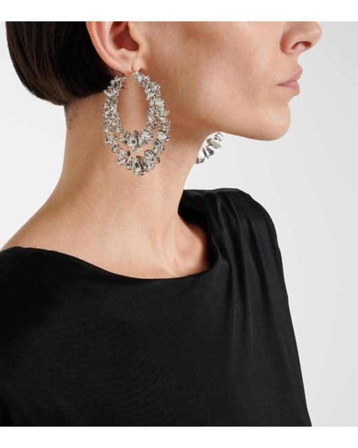 Saint Laurent Metallic Crystal-embellished Hoop Earrings