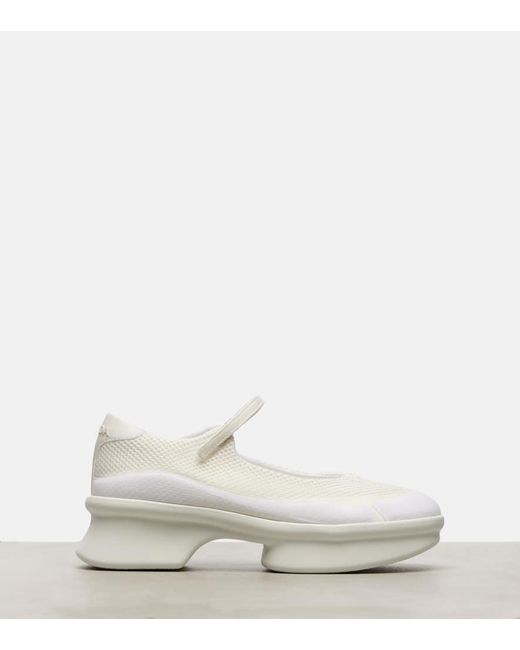 Prada White Wavy Mesh Mary Jane Flats