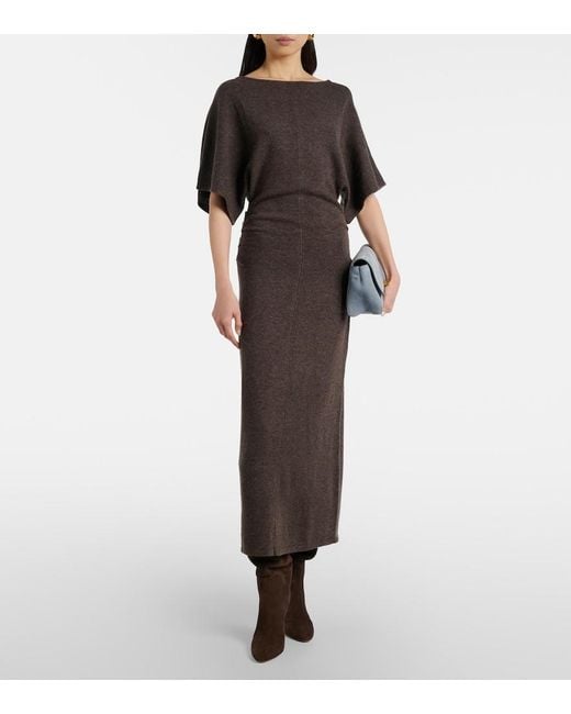 Staud Brown Amelie Wool-Blend Maxi Dress