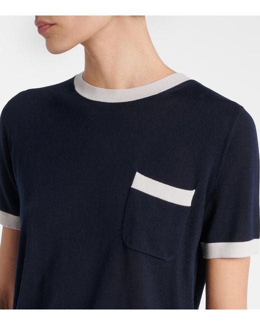 Max Mara Blue Egidio Virgin Wool Top