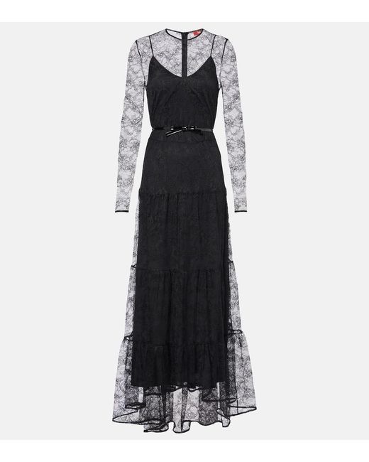 Max Mara Black Modane Lace Maxi Dress