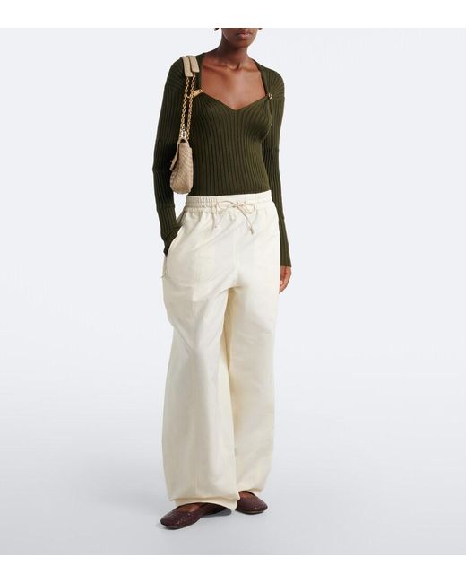 Bottega Veneta White Cotton Toile Wide-Leg Pants
