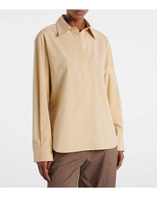 Camisa Margan De Popelin De Algodon The Row de color Natural