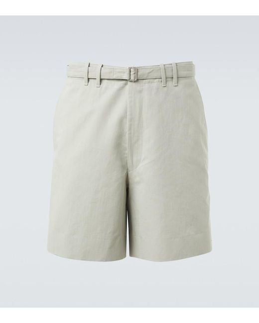 Shorts De Algodon Y Lino Con Cinturon STÒFFA de hombre de color Gray