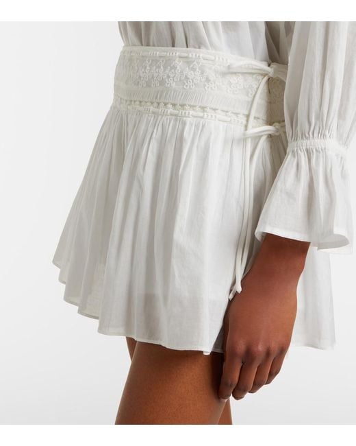 Posse White Danielle Lace-Trimmed Cotton Skort