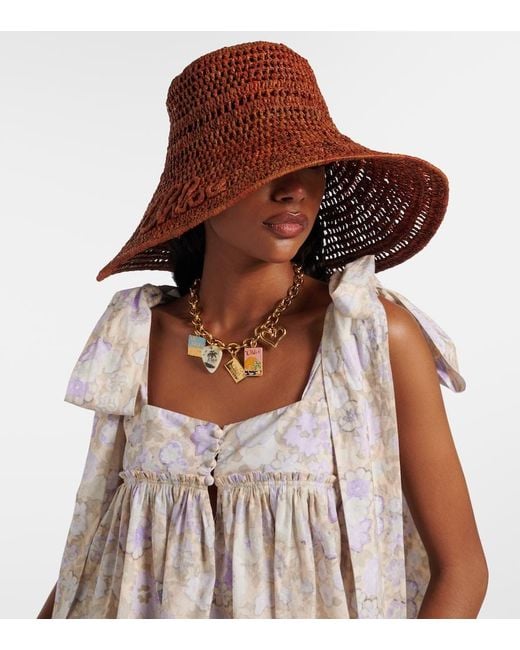 Chloé Brown Raffia Sun Hat
