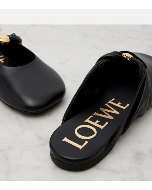 Loewe Black Pebble Soft Leather Mules