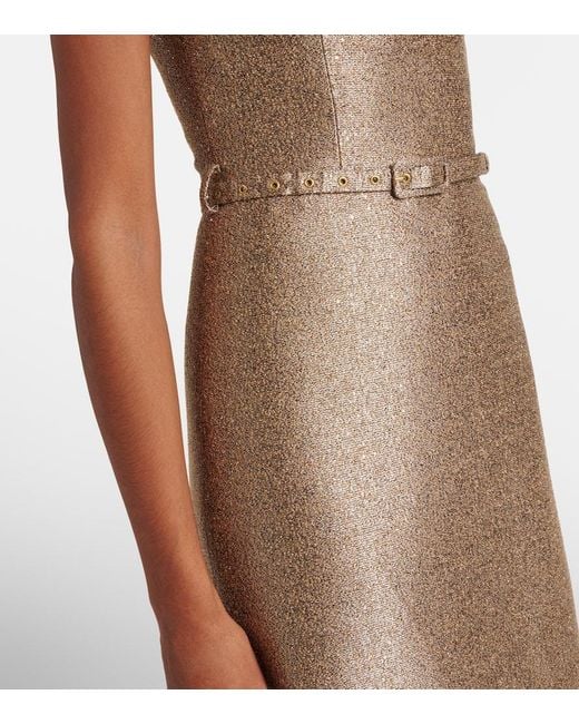 Emilia Wickstead Brown Ciro Sequined Tweed Cocktail Dress