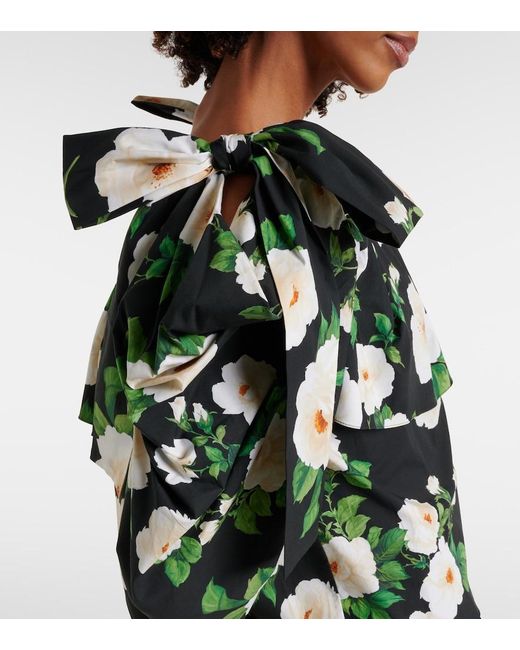 Carolina Herrera Green Floral Off-Shoulder Top