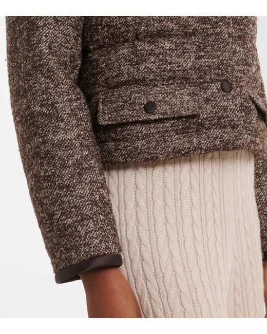 Agnona Brown Cropped Wool-Blend Puffer Jacket