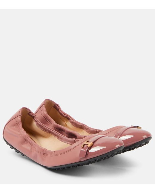 Tod's Pink Dee Leather Ballet Flats