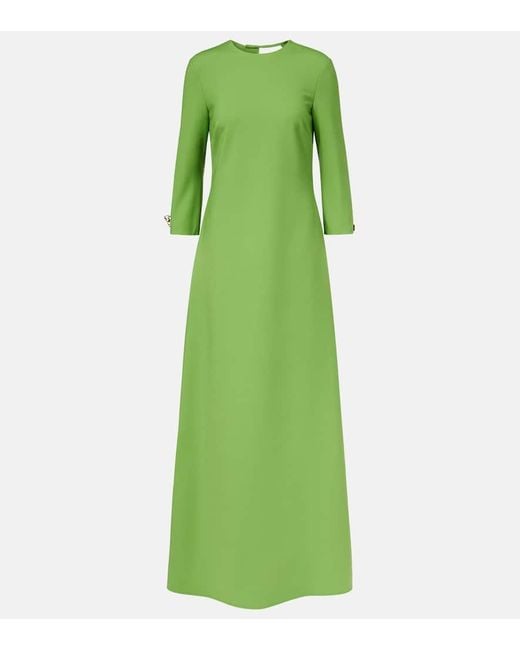 Vestido De Fiesta En Mezcla De Lana Adornado Oscar de la Renta de color Green